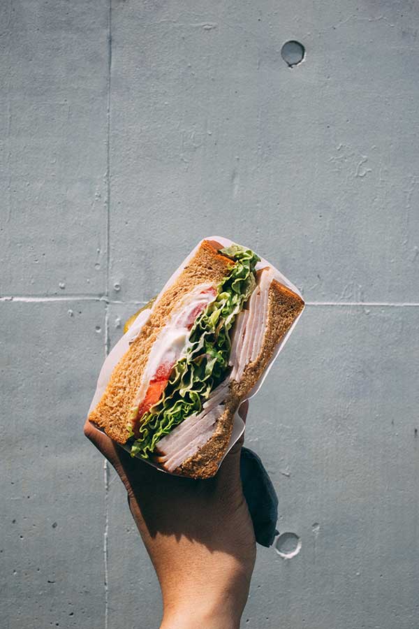 Overhead shot of sandwich